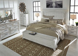 Kanwyn Whitewash King Panel Bed With Storage Bench - Ella Furniture