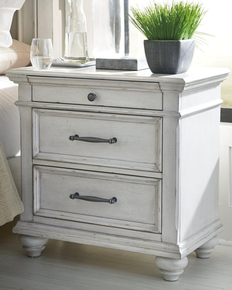 Kanwyn Whitewash Nightstand - Ella Furniture