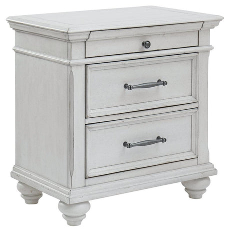 Kanwyn Whitewash Nightstand - Ella Furniture