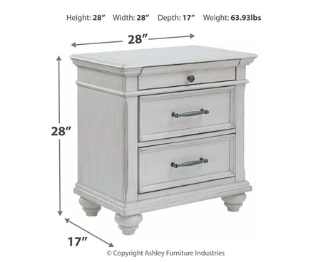 Kanwyn Whitewash Nightstand - Ella Furniture