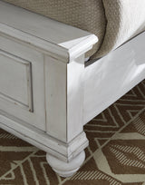 Kanwyn Whitewash Queen Panel Bed With Storage Bench - Ella Furniture