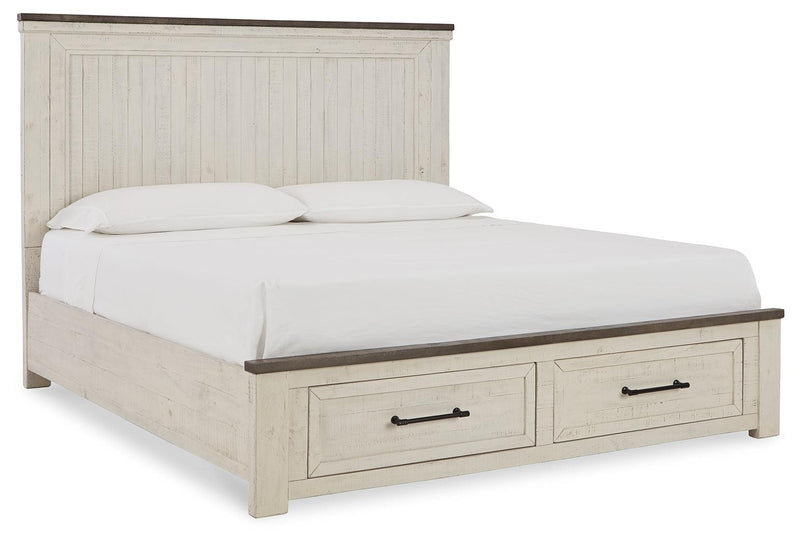 Brewgan Two-tone King Panel Storage Bed - Ella Furniture