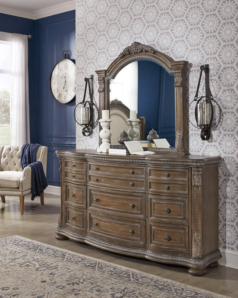 Charmond Brown Dresser And Mirror - Ella Furniture