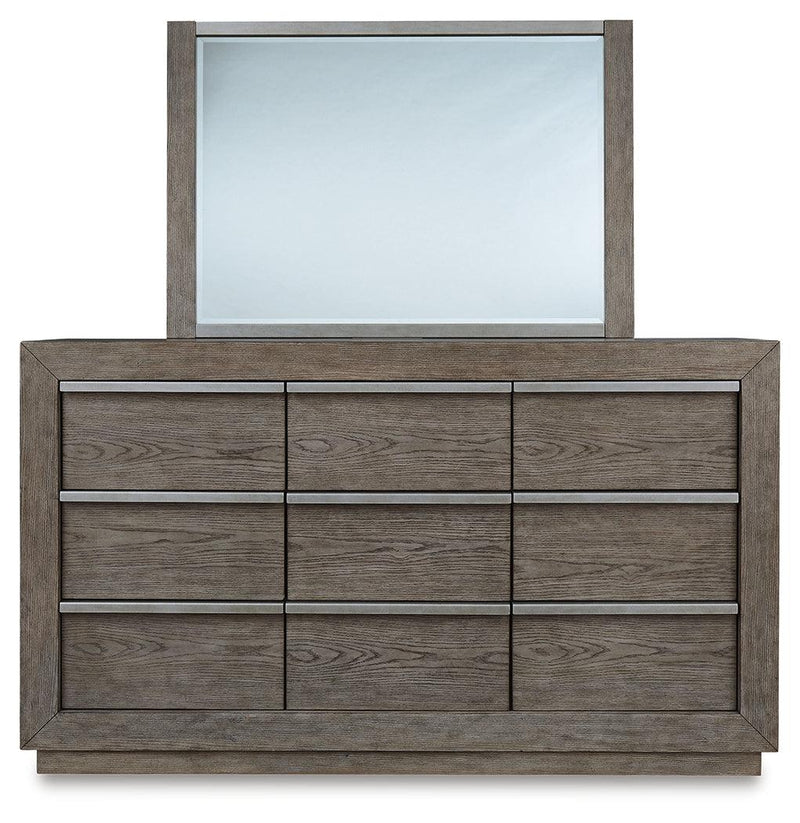 Anibecca Weathered Gray Dresser And Mirror - Ella Furniture