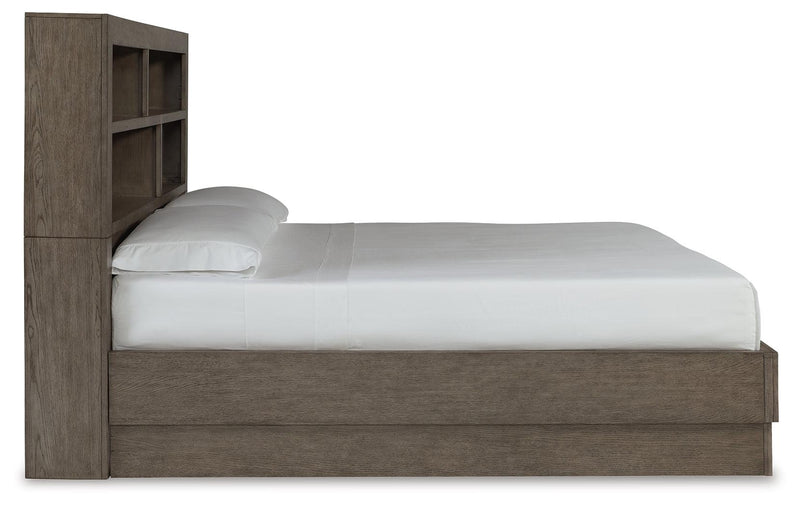 Anibecca Weathered Gray King Bookcase Bed - Ella Furniture