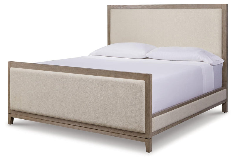 Chrestner Gray Queen Upholstered Panel Bed - Ella Furniture
