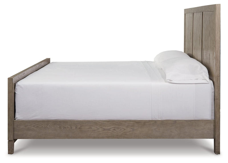 Chrestner Gray King Panel Bed - Ella Furniture