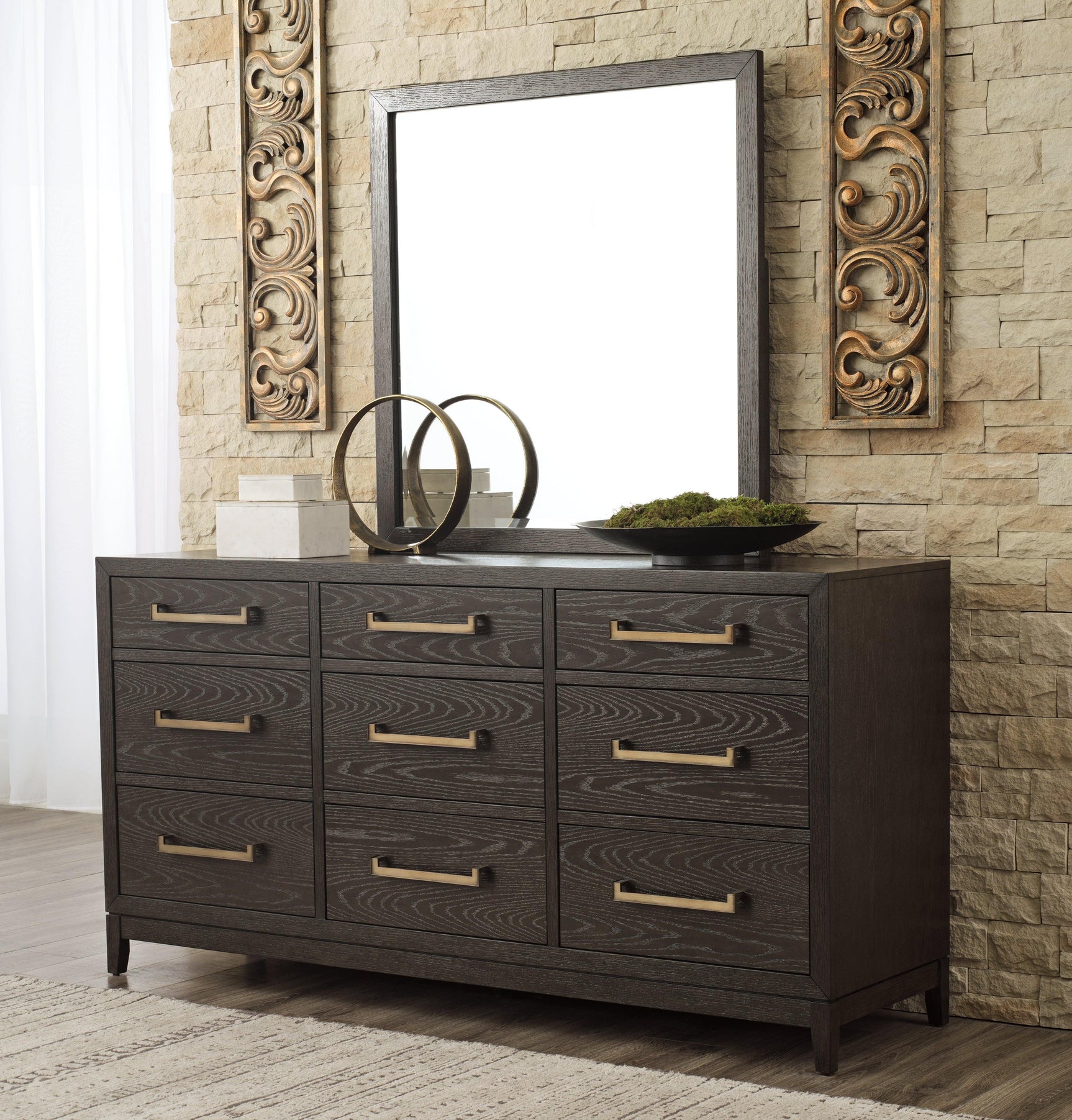 Burkhaus Brown Dresser And Mirror - Ella Furniture