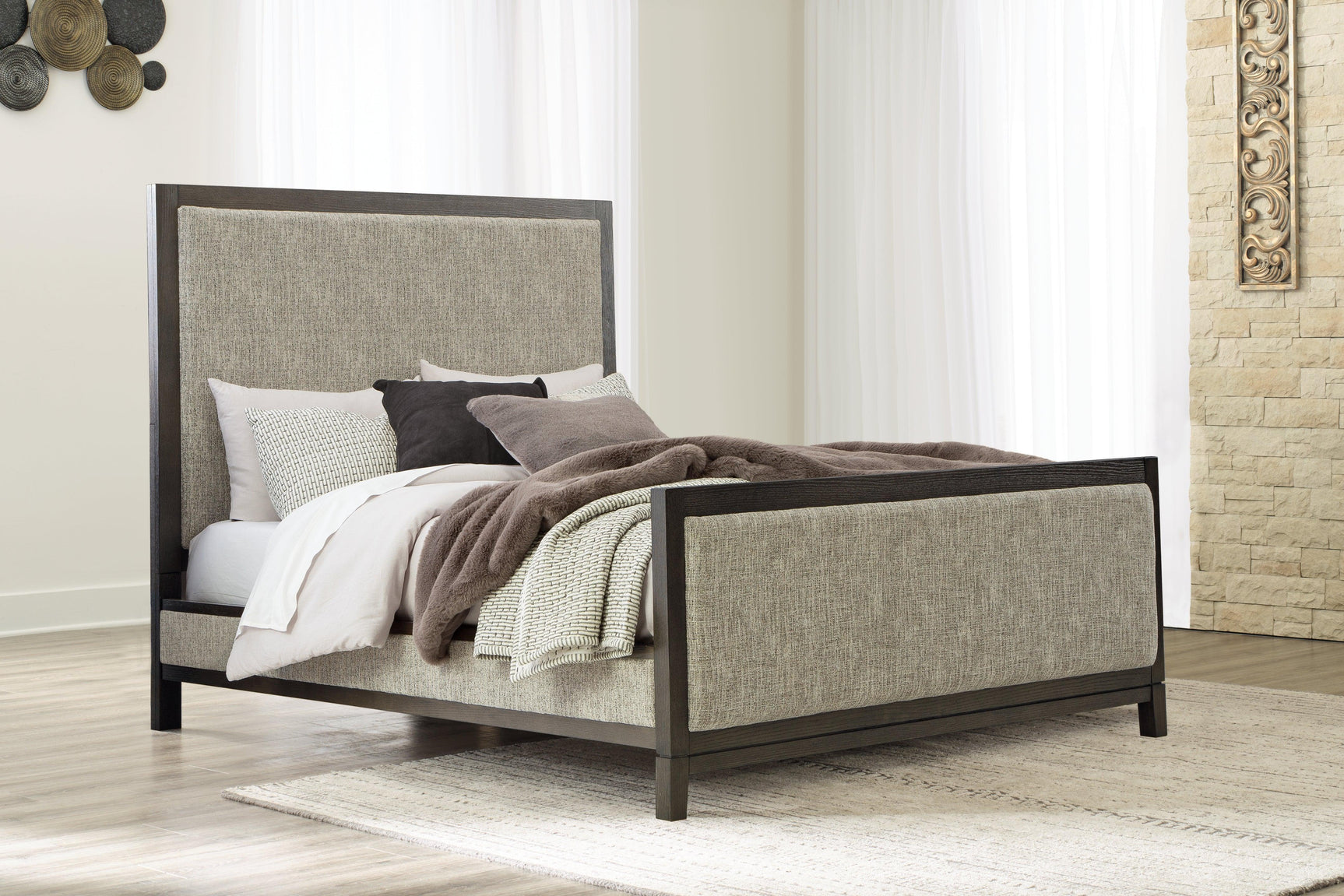 Burkhaus Brown Queen Upholstered Bed - Ella Furniture