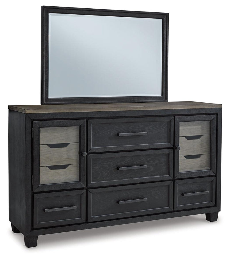 Foyland Black/brown Dresser And Mirror - Ella Furniture