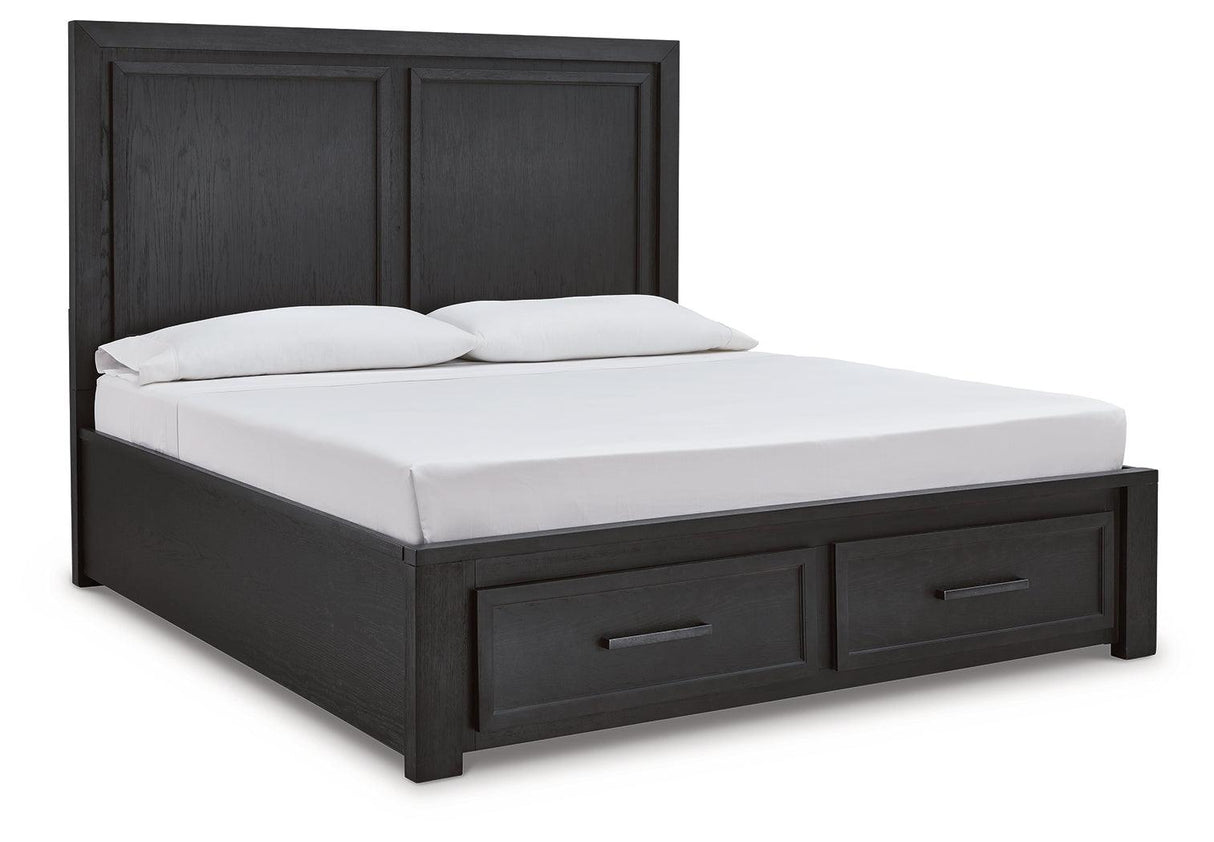 Foyland Black/brown Queen Panel Storage Bed - Ella Furniture