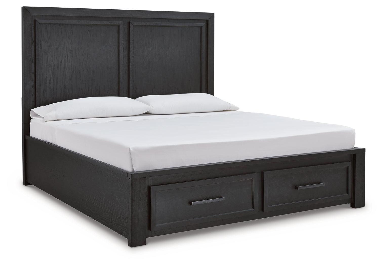 Foyland Black/brown King Panel Storage Bed - Ella Furniture