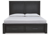 Foyland Black/brown King Panel Storage Bed - Ella Furniture