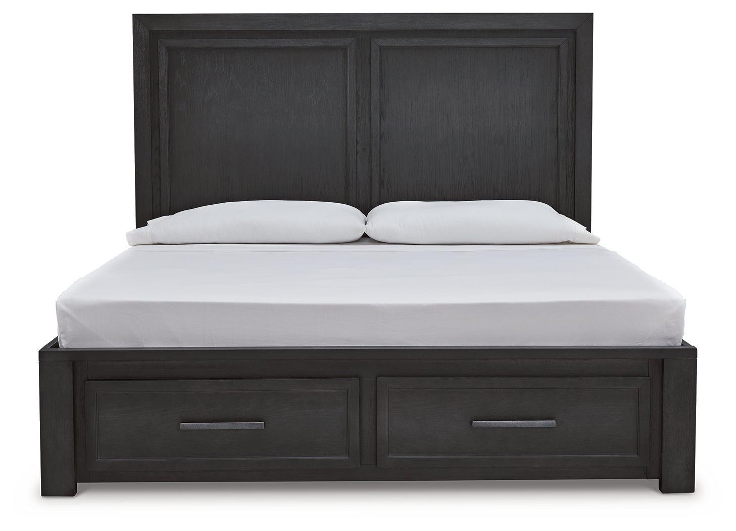 Foyland Black/brown King Panel Storage Bed - Ella Furniture