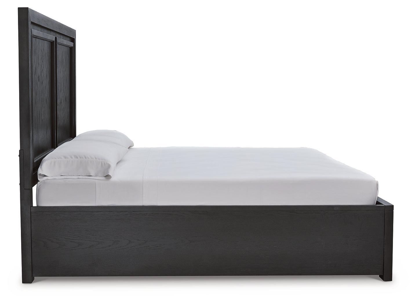 Foyland Black/brown King Panel Storage Bed - Ella Furniture