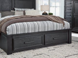 Foyland Black/brown Queen Panel Storage Bed - Ella Furniture