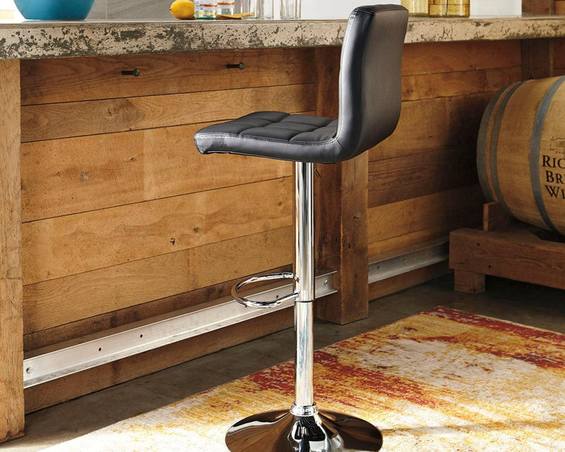 Bellatier Black/chrome Finish Adjustable Height Bar Stool - Ella Furniture