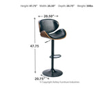Bellatier Brown Adjustable Height Bar Stool - Ella Furniture