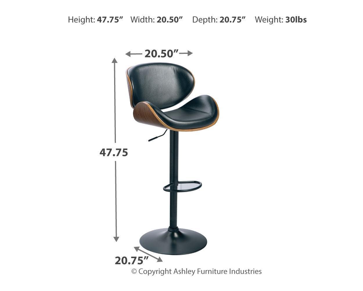 Bellatier Brown Adjustable Height Bar Stool - Ella Furniture
