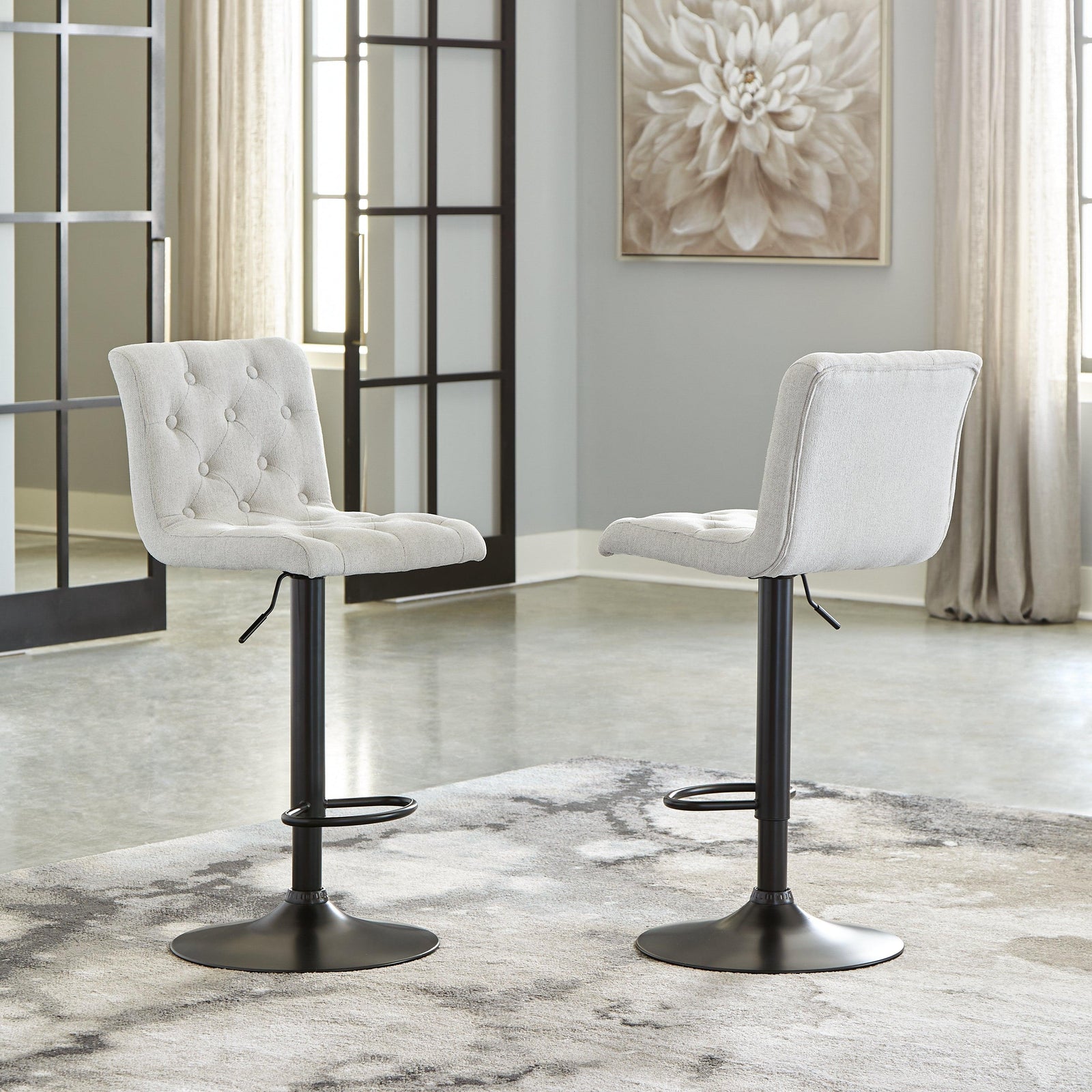 Gaddison Light Beige/black Bar Height Bar Stool - Ella Furniture