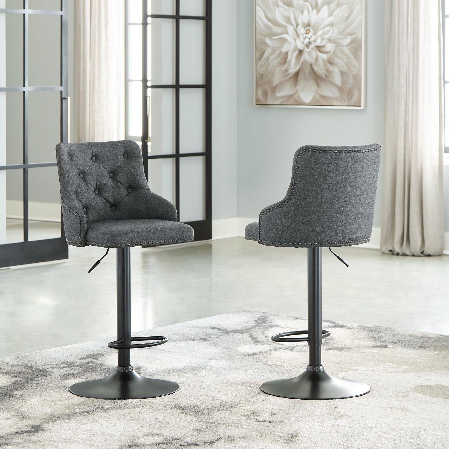 Gaddison Gray/black Bar Height Bar Stool - Ella Furniture