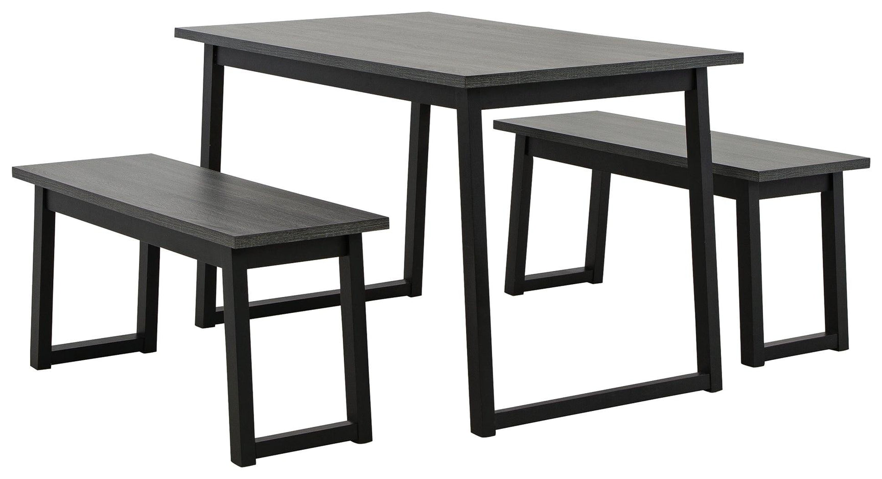 Garvine Black/gray Dining Table And Benches (Set Of 3) - Ella Furniture