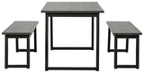 Garvine Black/gray Dining Table And Benches (Set Of 3) - Ella Furniture