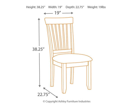 Top-angle view of Berringer Dining Chair illustrating seat dimensions