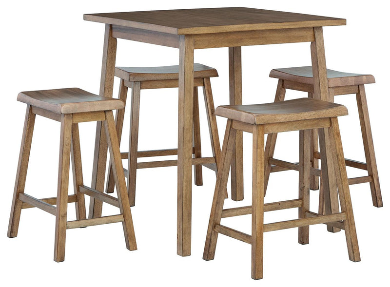 Shully Natural Counter Height Dining Table And 4 Barstools - Ella Furniture