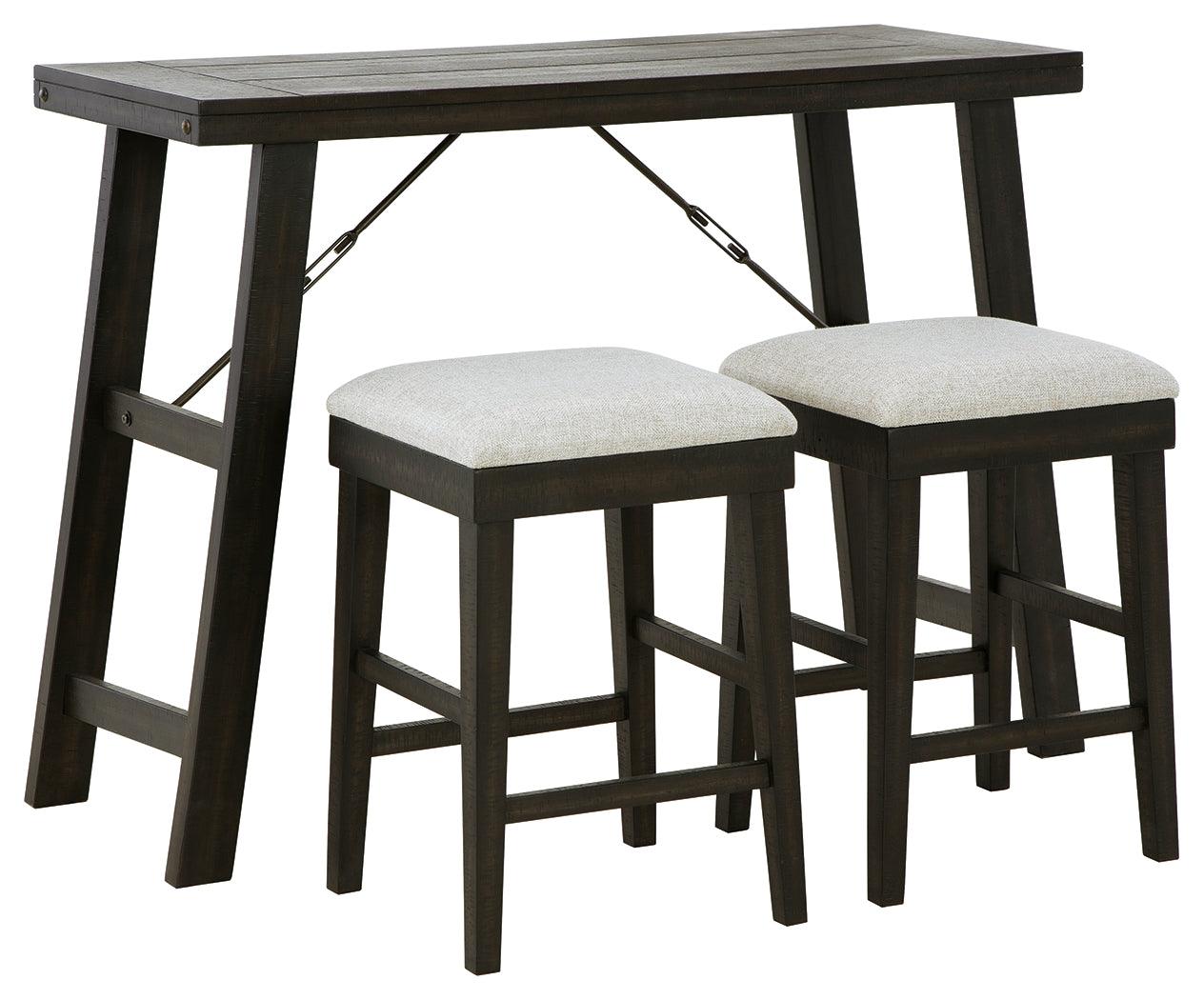 Noorbrook Antique Black Counter Height Dining Table And Bar Stools (Set Of 3) - Ella Furniture