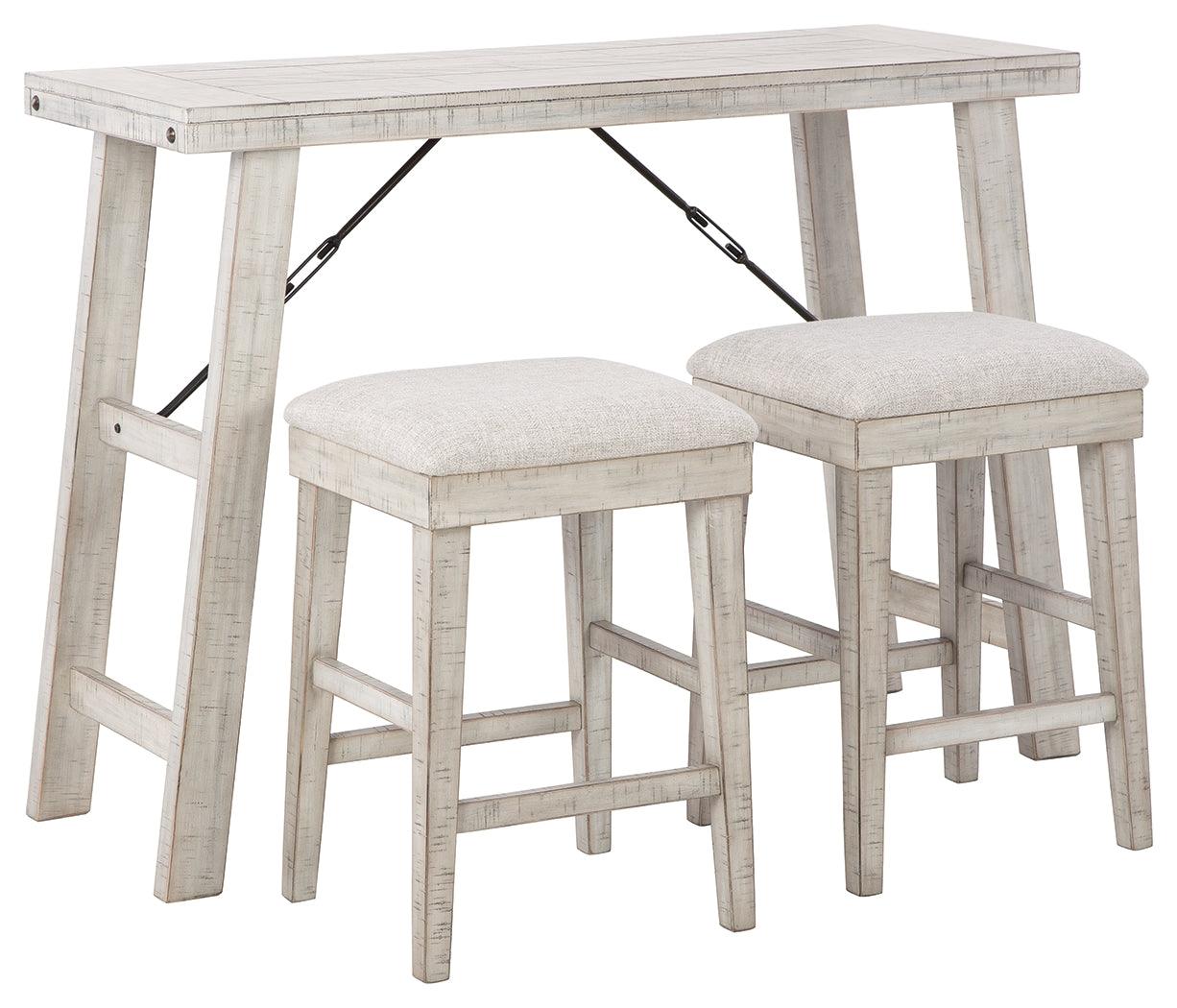 Carynhurst Whitewash Counter Height Dining Table And Bar Stools (Set Of 3) - Ella Furniture