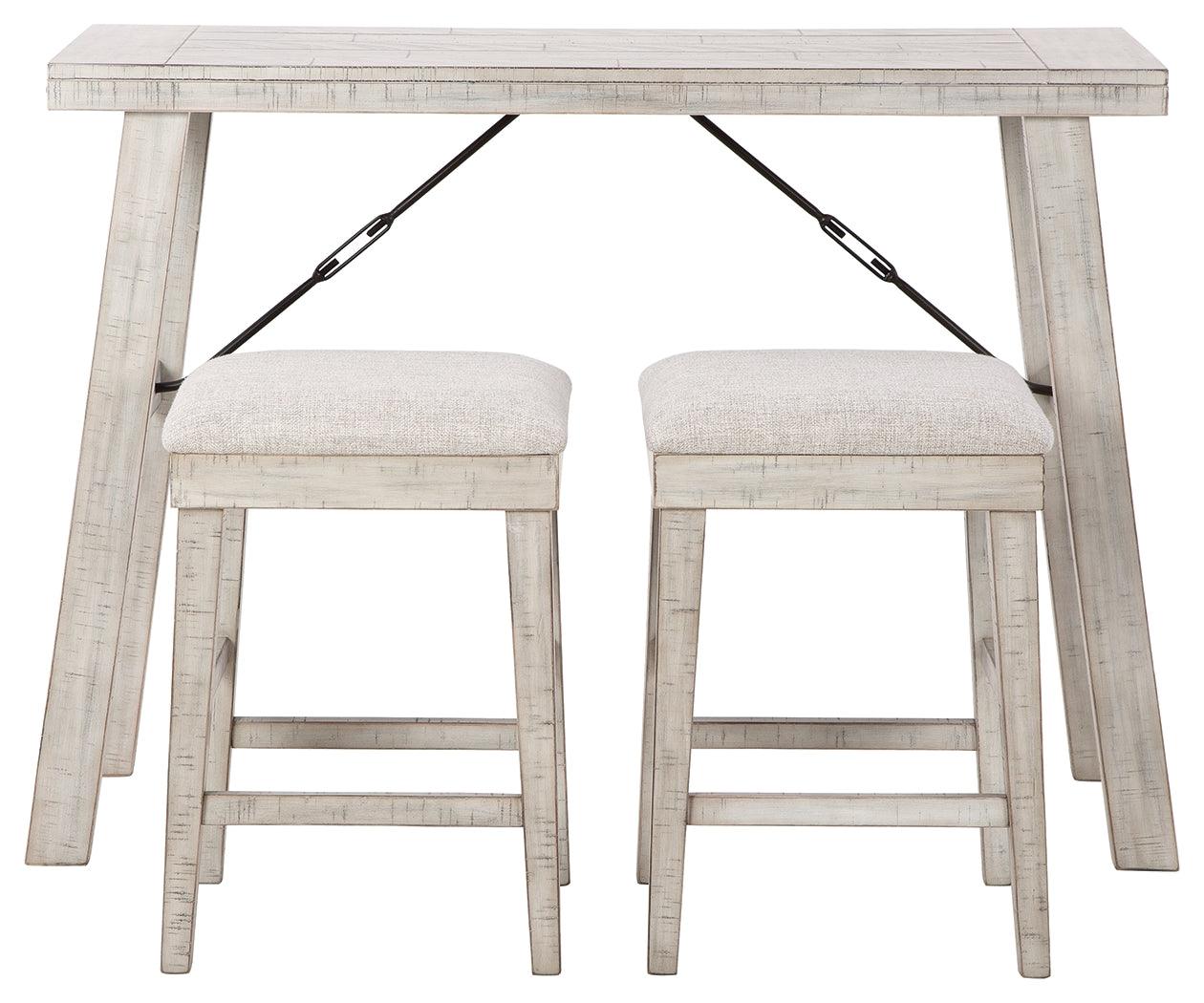 Carynhurst Whitewash Counter Height Dining Table And Bar Stools (Set Of 3) - Ella Furniture