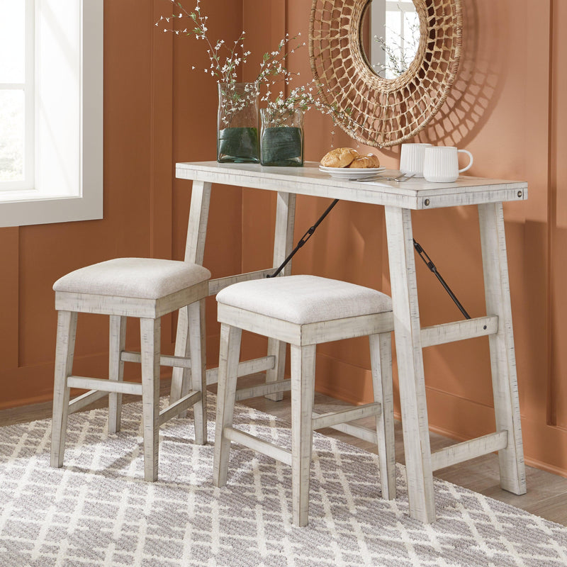 Carynhurst Whitewash Counter Height Dining Table And Bar Stools (Set Of 3) - Ella Furniture