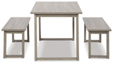 Loratti Gray Dining Table And Benches (Set Of 3) - Ella Furniture