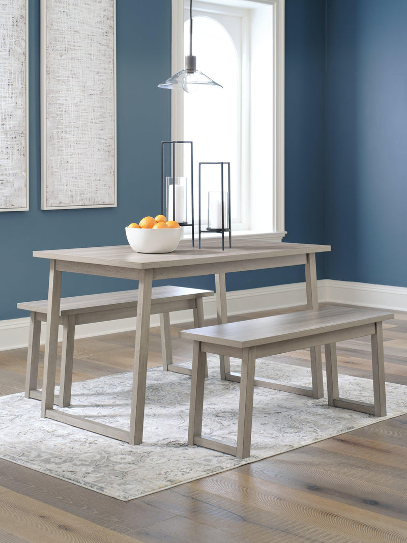 Loratti Gray Dining Table And Benches (Set Of 3) - Ella Furniture