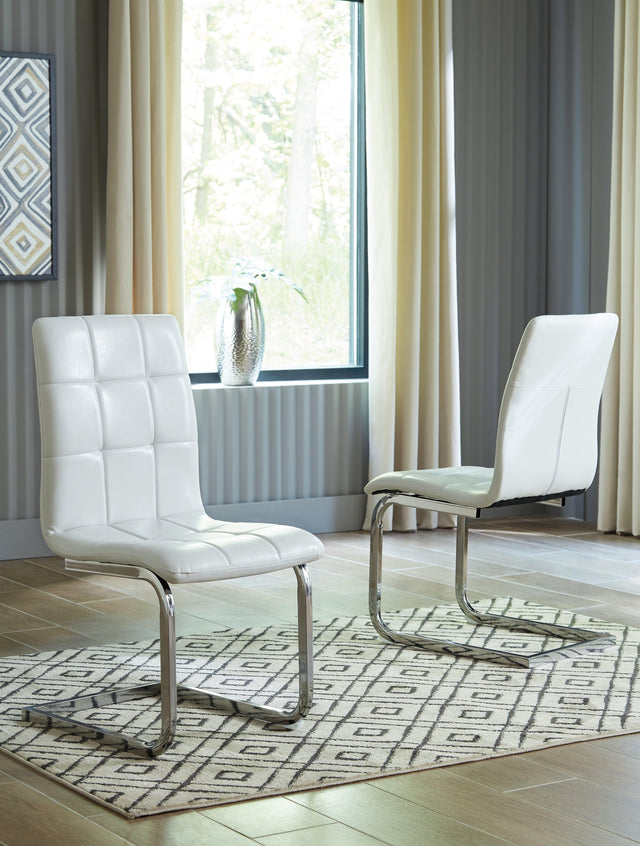 Madanere White/chrome Finish Dining Chair - Ella Furniture