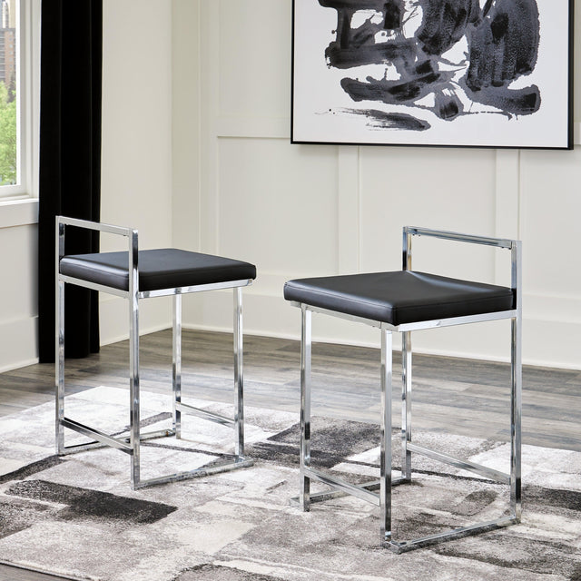 Madanere Black/chrome Finish Counter Height Bar Stool - Ella Furniture