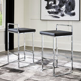 Madanere Black/chrome Finish Bar Height Bar Stool - Ella Furniture