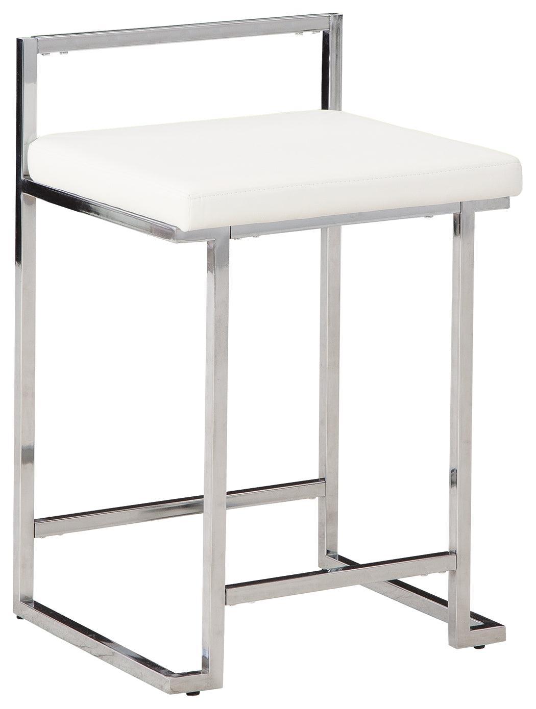 Madanere White/chrome Finish Counter Height Bar Stool - Ella Furniture