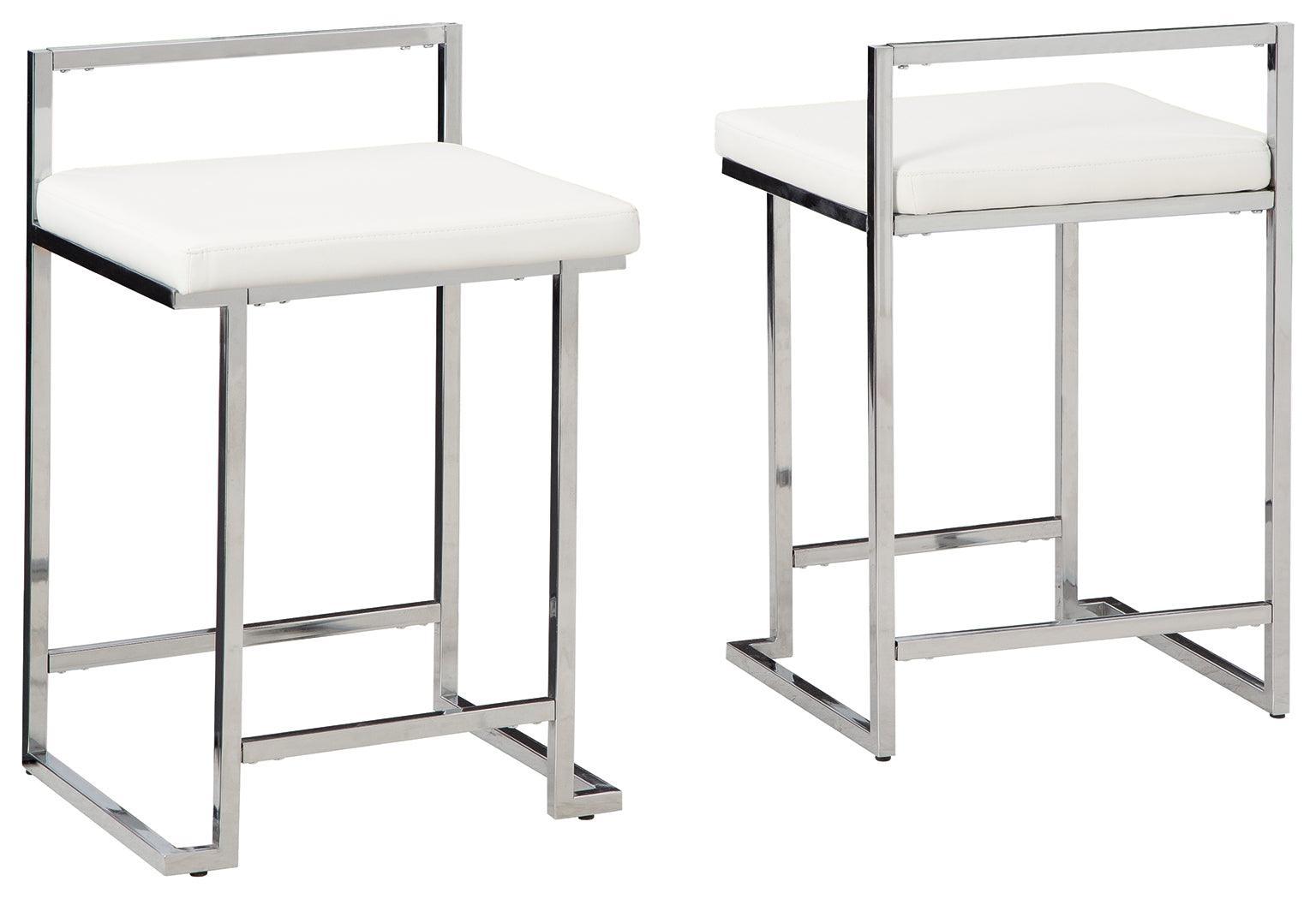 Madanere White/chrome Finish Counter Height Bar Stool - Ella Furniture