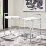 Madanere White/chrome Finish Bar Height Bar Stool - Ella Furniture