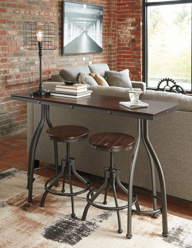 Odium Rustic Brown Counter Height Dining Table And Bar Stools (Set Of 3)