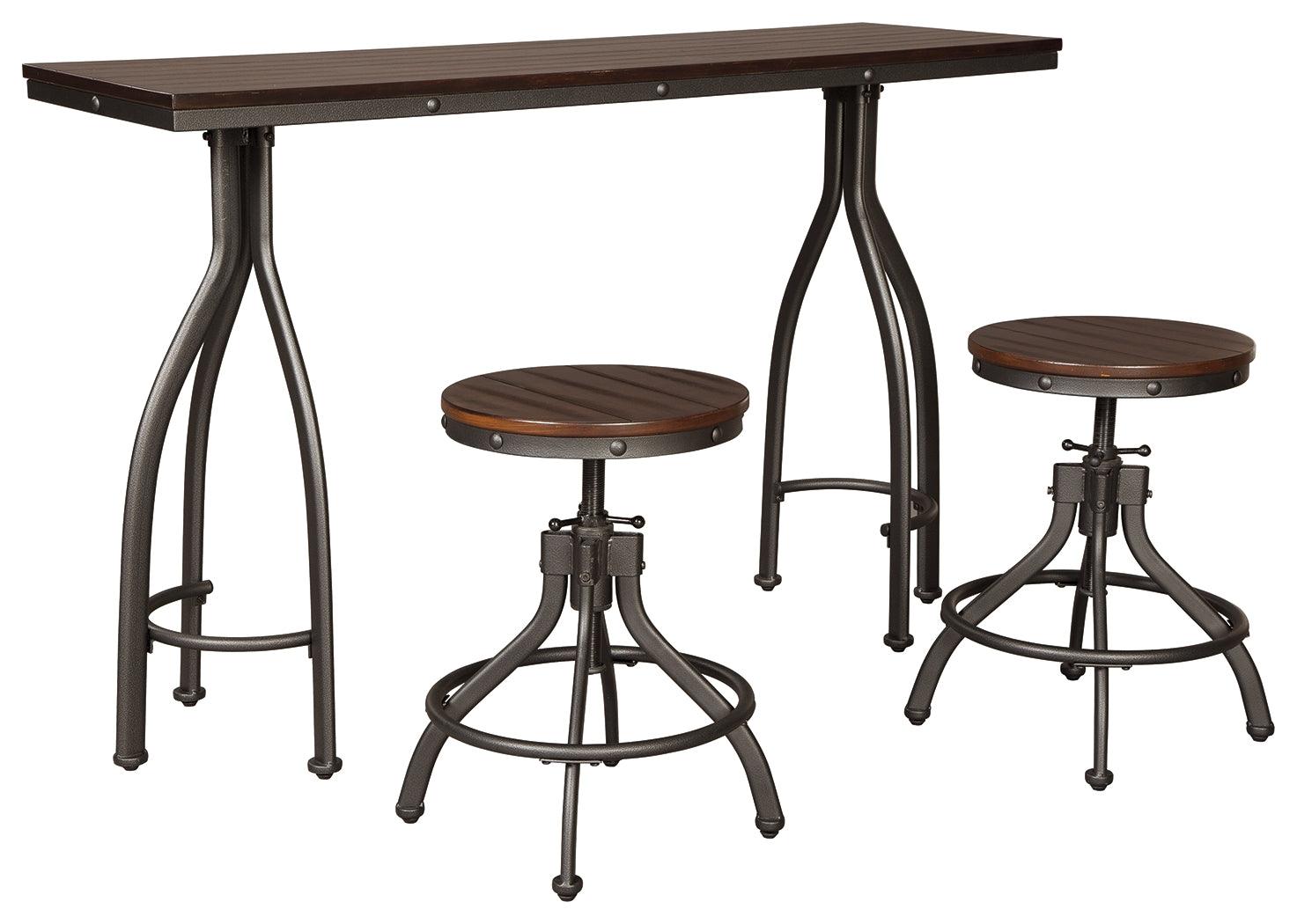 Odium Rustic Brown Counter Height Dining Table And Bar Stools (Set Of 3) - Ella Furniture