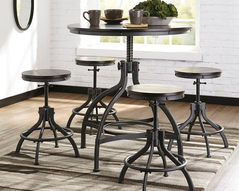 Odium Brown Counter Height Dining Table And Bar Stools (Set Of 5) - Ella Furniture