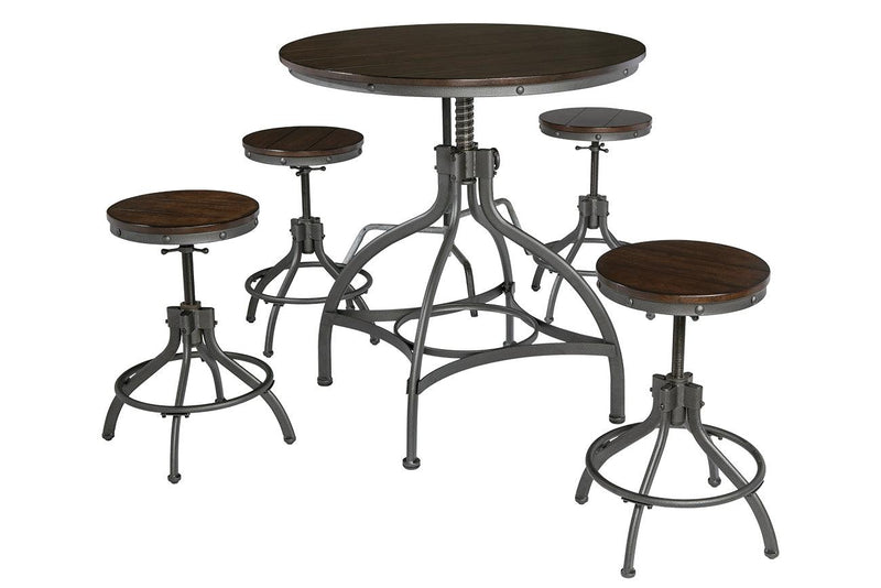 Odium Brown Counter Height Dining Table And Bar Stools (Set Of 5)