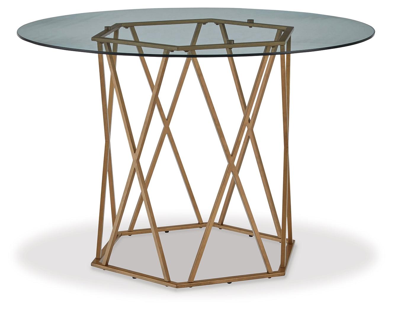 Wynora Gold Finish Dining Table - Ella Furniture