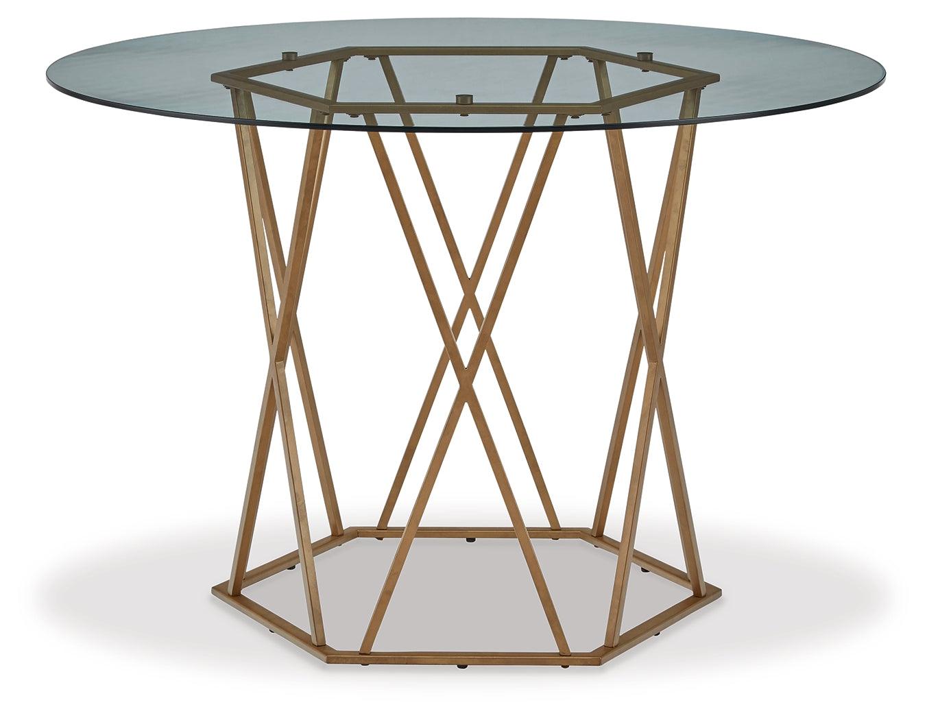 Wynora Gold Finish Dining Table - Ella Furniture