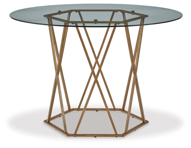 Wynora Gold Finish Dining Table - Ella Furniture