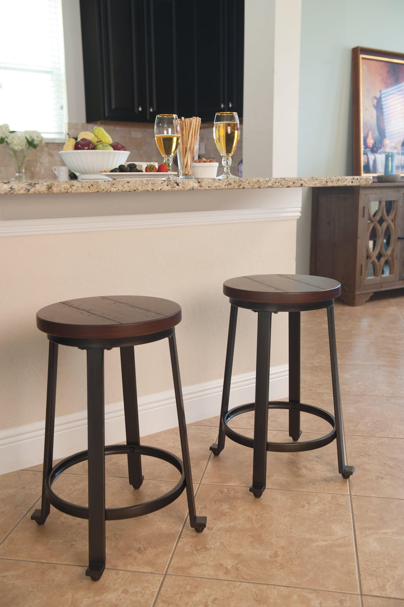 Challiman Rustic Brown Counter Height Bar Stool