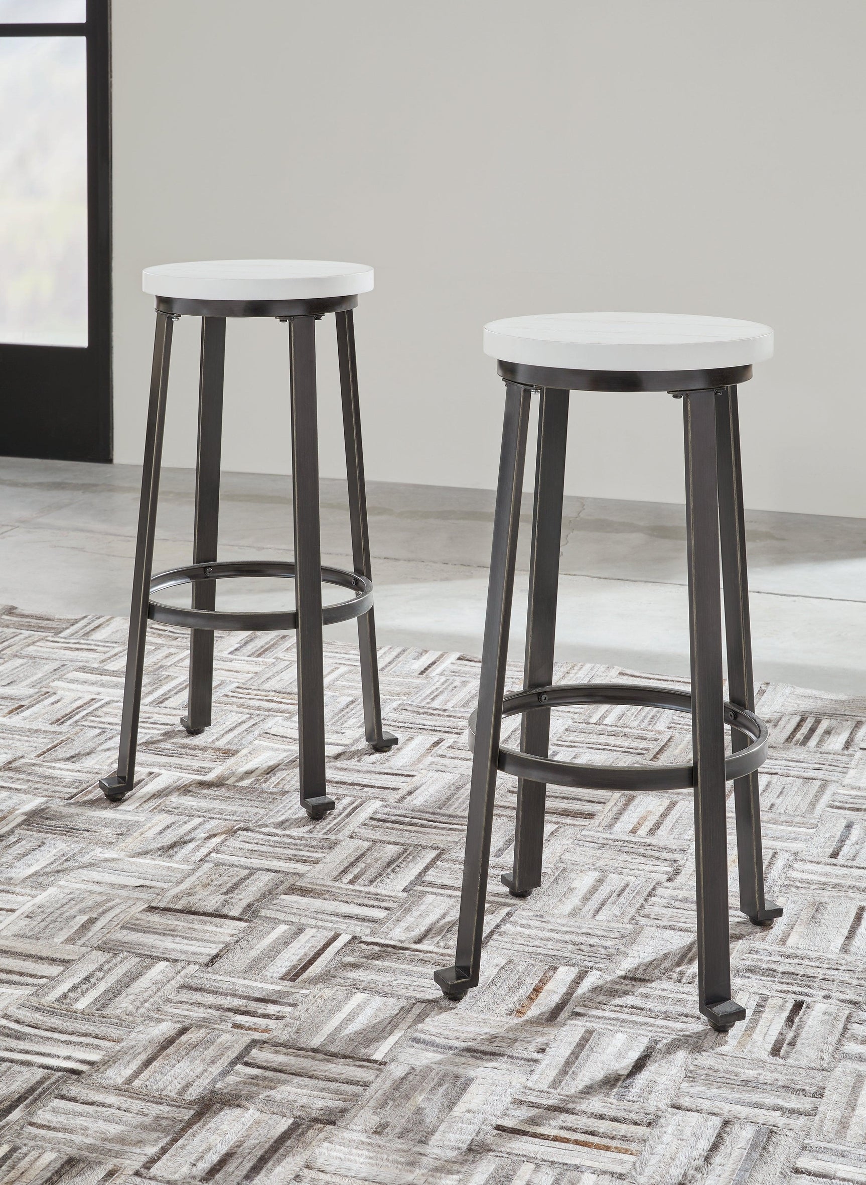 Challiman Vintage White Bar Height Stool - Ella Furniture